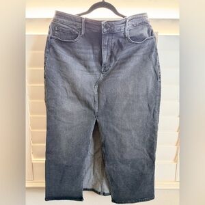 Good American grey denim midi skirt with slit (NWT)